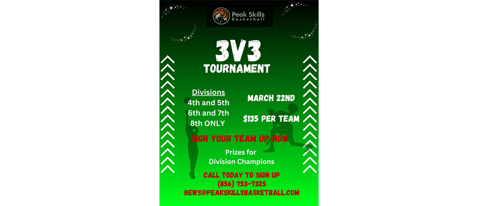 3 V 3 Tournament March 22nd